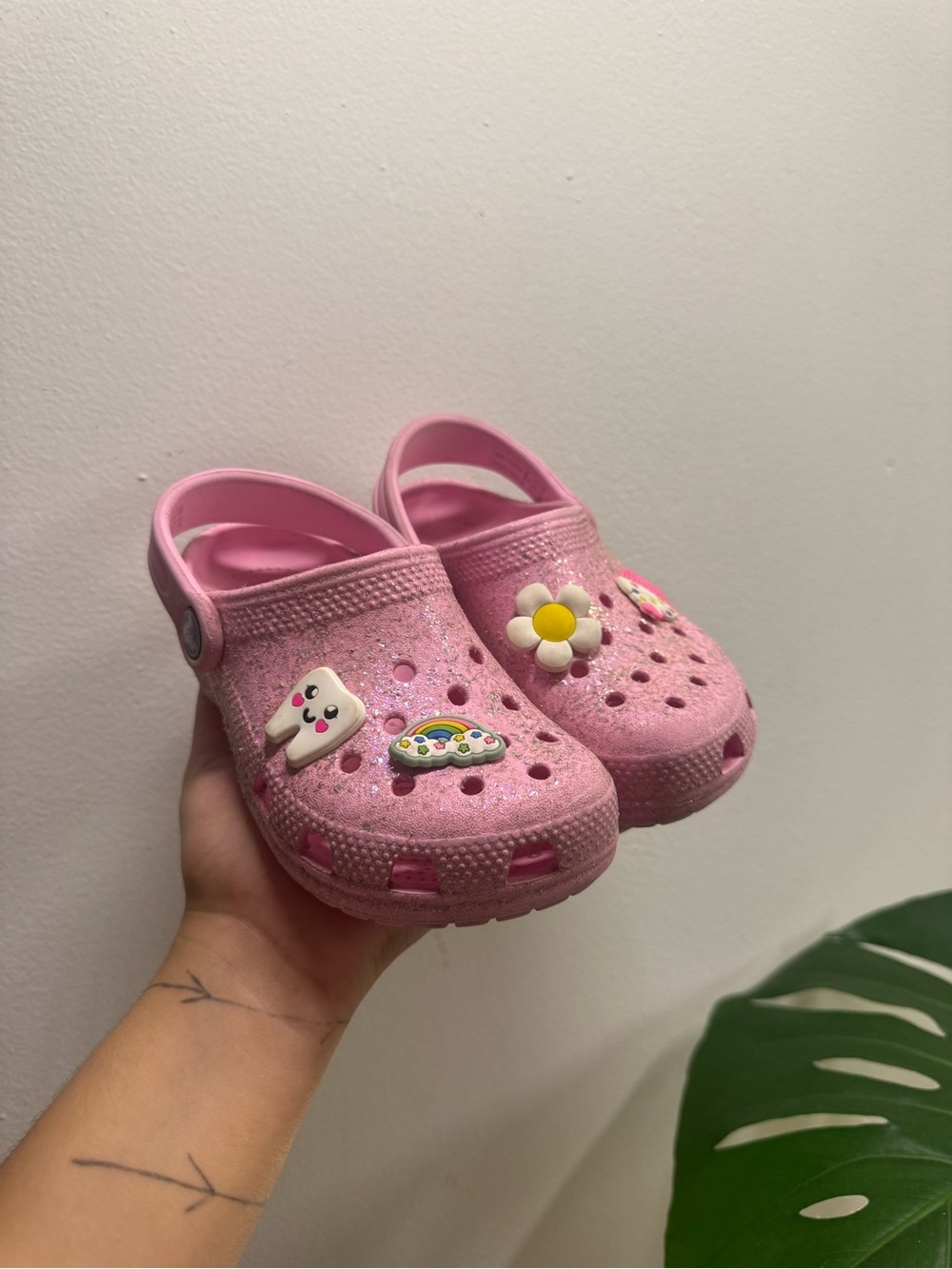 CROCS Kids Pink Clog Sandals with Fun Charms